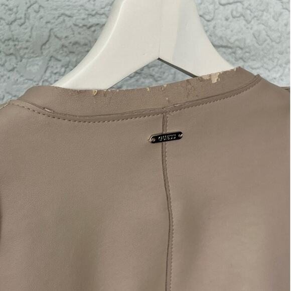 Guess Cream Tan Vegan Leather Biker Jacket – Size Medium w Flaws - Picture 9 of 14